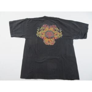 Dragon Double Sided Graphic Black T-shirt, Size XL Y2K